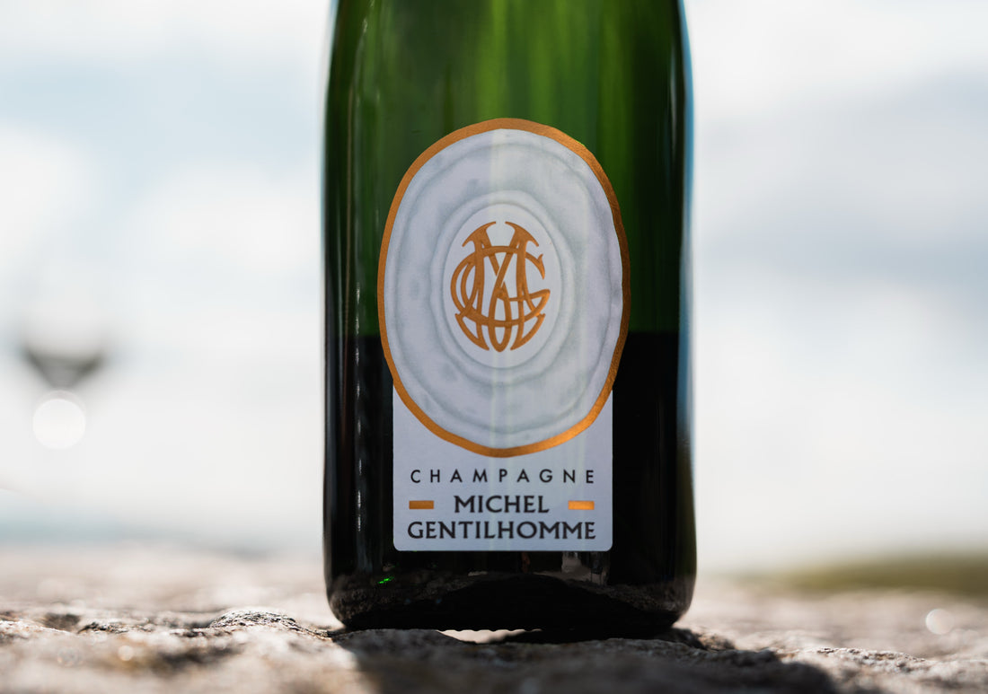Étiquette Michel-Gentilhomme, monogramme doré, bord de Marne